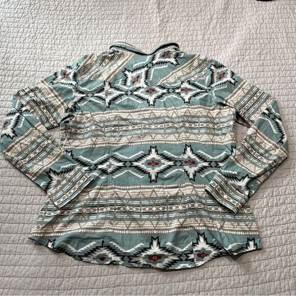 Rock & Roll Denim Aztec Print Snap Shirt Women’s Size XXL - Picture 5 of 10